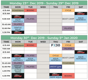 Christmas Timetable 2019 Christmas Timetable 2019